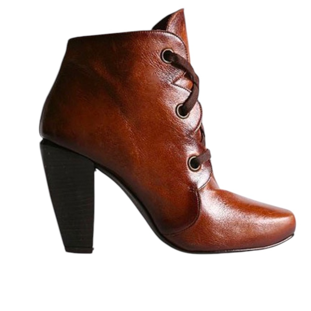 Jeffrey Campbell women’s Victor brown antiqued leather cubbed heel booties Sz 7